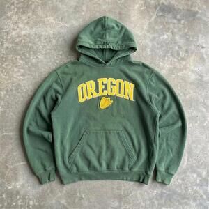 Vintage Oregon Ducks Hoodie Green Embroidered College Sweatshirt